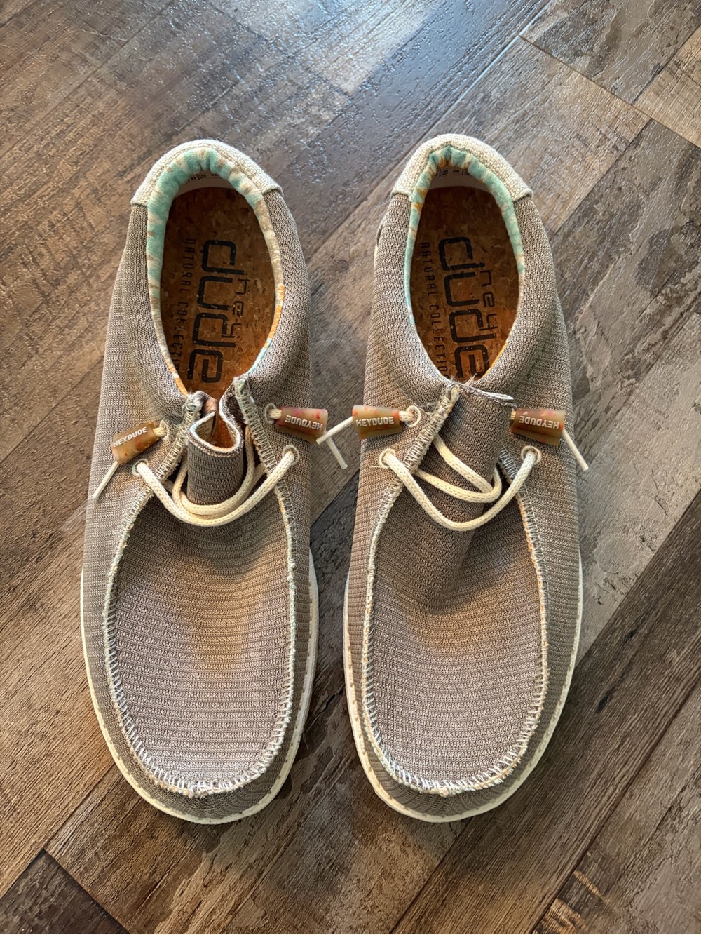 Hey Dude Men's Slip-On Loafers in Beige and Light Mint